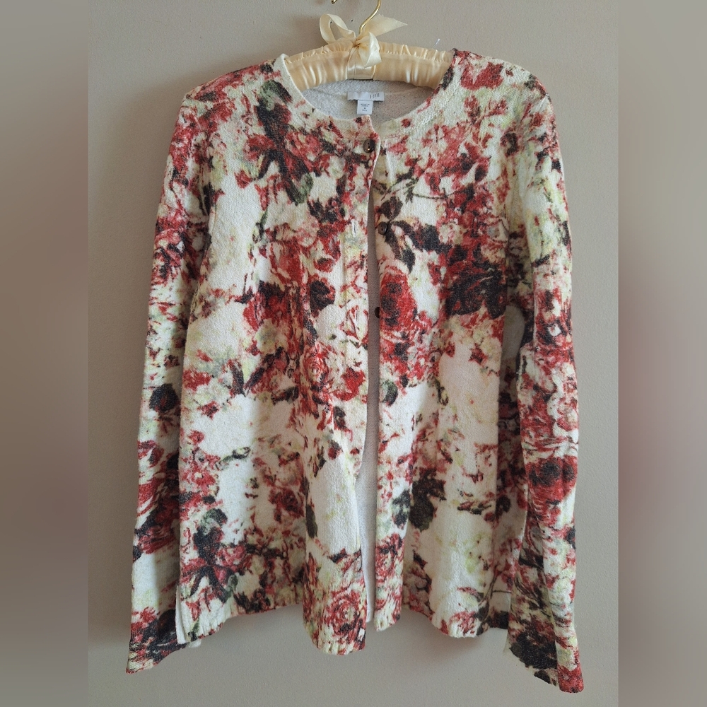 J. Jill Floral Cardigan - Red and Cream